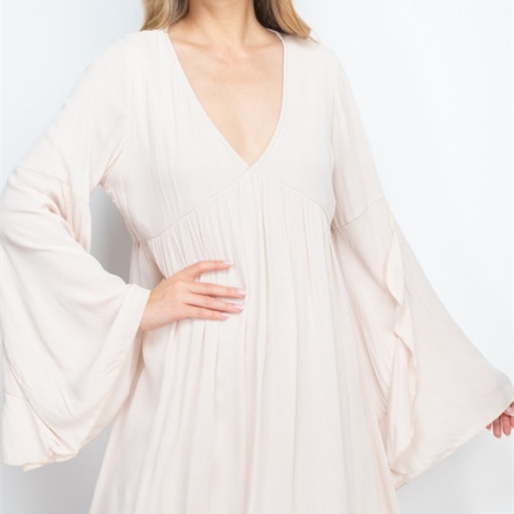 Sand Bell Sleeve Dress